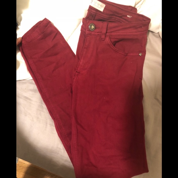 Burgundy ZARA Jeans - Picture 1 of 3